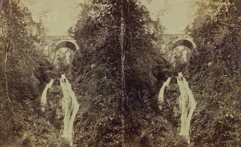 Bridge and waterfall; Possibly George Washington Wilson, Scottish, 1823 - 1893, Scotland; 1860s; Albumen silver print