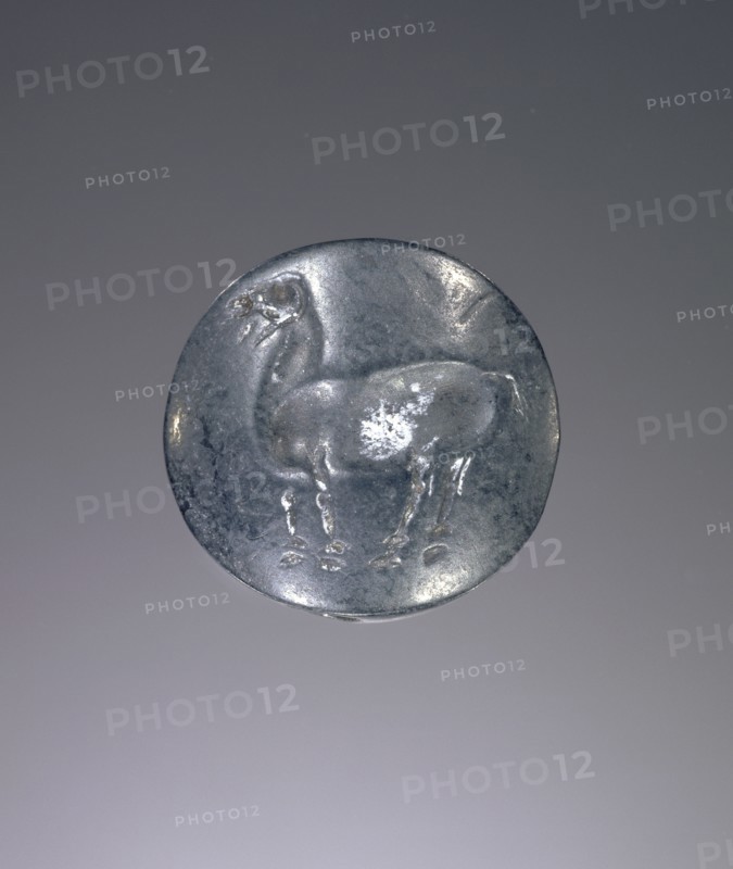 Lentoid engraved seal; Crete, Greece; about 1550 B.C. - 1400 B.C; Haematite; 1.6 × 0.7 cm, 5,8 × 1,4 in
