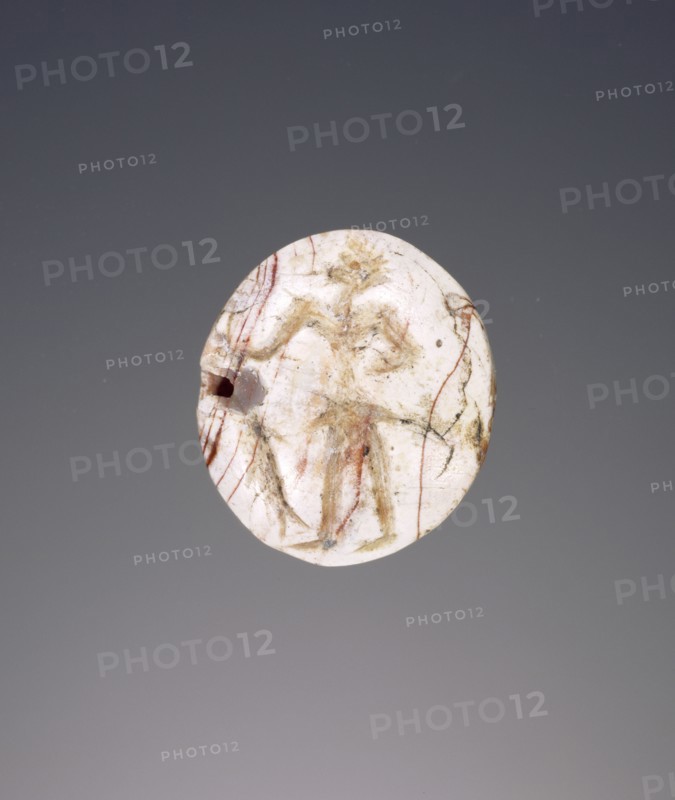 Lentoid engraved seal; Crete, Greece; about 1550 B.C. - 1400 B.C; Chalcedony; 1.5 × 1.3 × 0.6 cm, 9,16 × 1,2 × 1,4 in