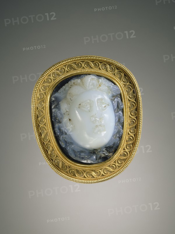 Cameo Gem Set into a Mount; Gem Unknown, Mount by Alessandro Castellani; Roman Empire; 2nd - 3rd century; Sardonyx set