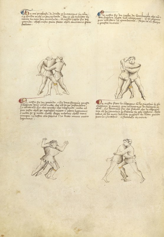 Unarmed Combat; Fiore Furlan dei Liberi da Premariacco, Italian, about 1340,1350 - before 1450, Padua, or, Italy; about 1410