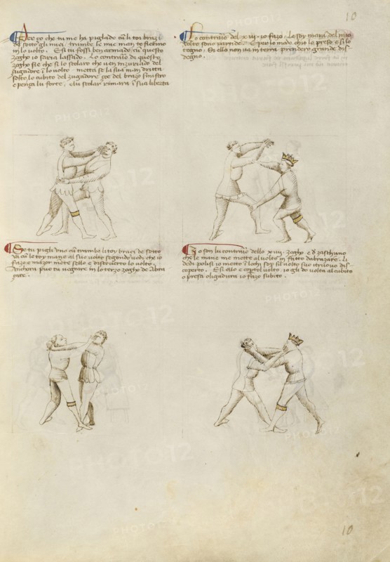 Unarmed Combat; Fiore Furlan dei Liberi da Premariacco, Italian, about 1340,1350 - before 1450, Padua, or, Italy; about 1410