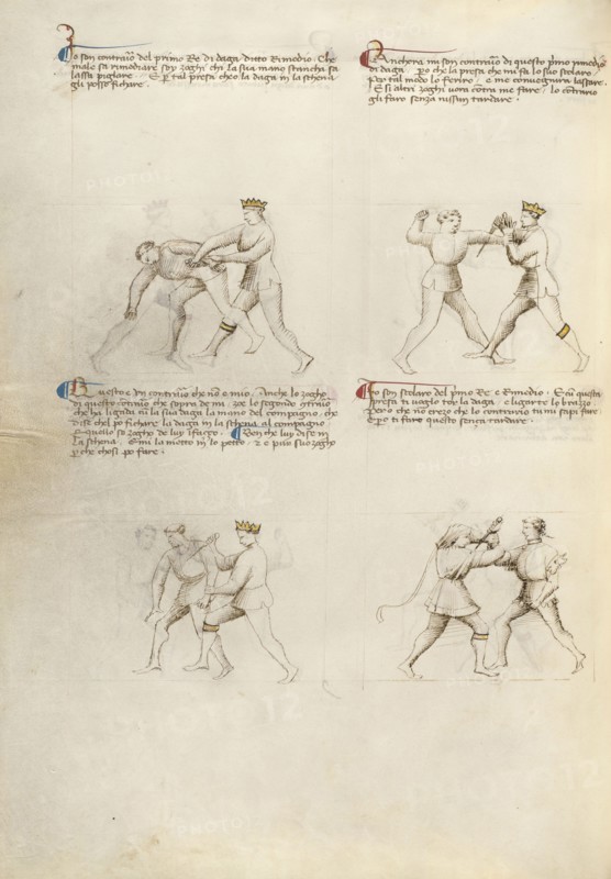 Combat with Dagger; Fiore Furlan dei Liberi da Premariacco, Italian, about 1340,1350 - before 1450, Venice, Italy; about 1410