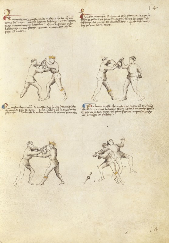 Combat with Dagger; Fiore Furlan dei Liberi da Premariacco, Italian, about 1340,1350 - before 1450, Padua, or, Italy