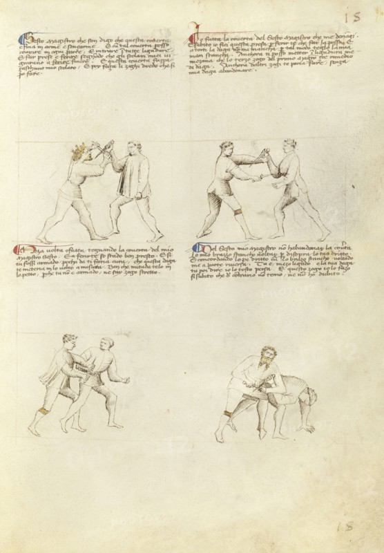 Combat with Dagger; Fiore Furlan dei Liberi da Premariacco, Italian, about 1340,1350 - before 1450, Padua, or, Italy