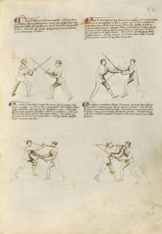 Combat with Sword; Fiore Furlan dei Liberi da Premariacco, Italian, about 1340,1350 - before 1450, Venice, Italy; about 1410