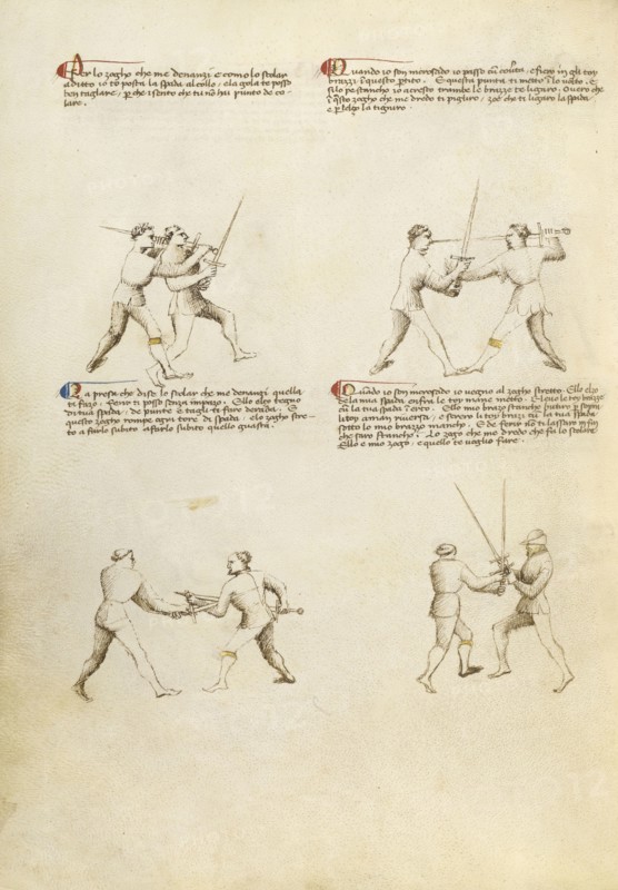 Combat with Sword; Fiore Furlan dei Liberi da Premariacco, Italian, about 1340,1350 - before 1450, Venice, Italy; about 1410