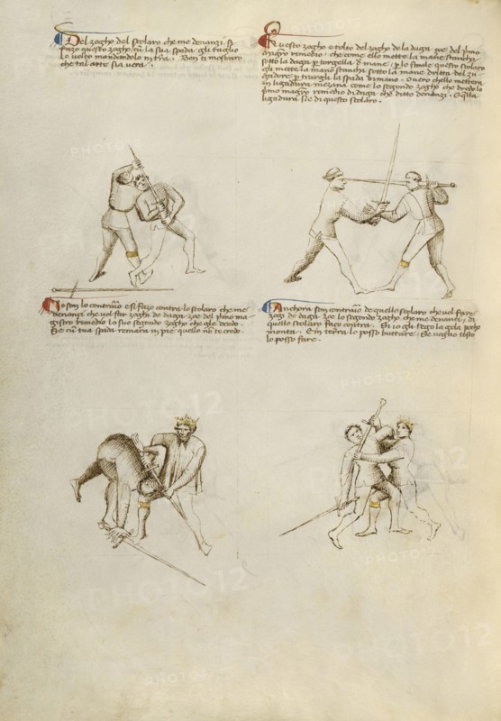 Combat with Sword; Fiore Furlan dei Liberi da Premariacco, Italian, about 1340,1350 - before 1450, Venice, Italy; about 1410