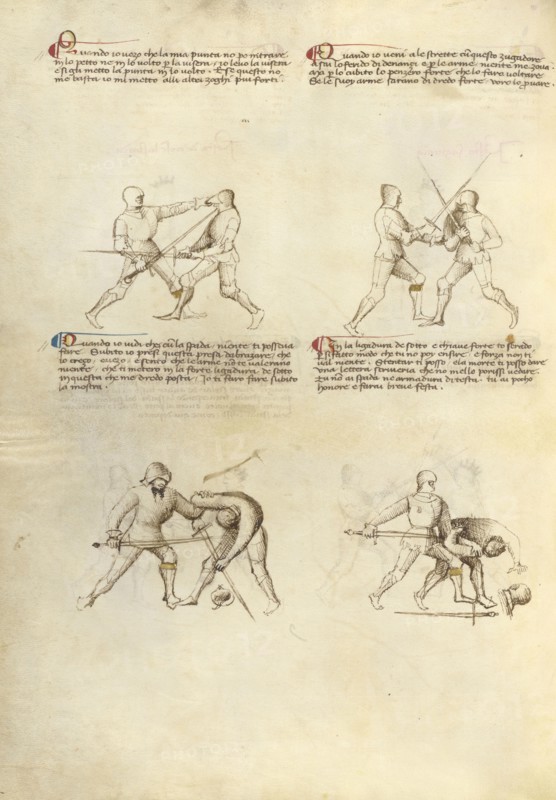 Combat with Sword; Fiore Furlan dei Liberi da Premariacco, Italian, about 1340,1350 - before 1450, Venice, Italy; about 1410
