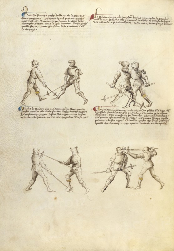 Combat with Pollaxe; Fiore Furlan dei Liberi da Premariacco, Italian, about 1340,1350 - before 1450, Venice, Italy; about 1410