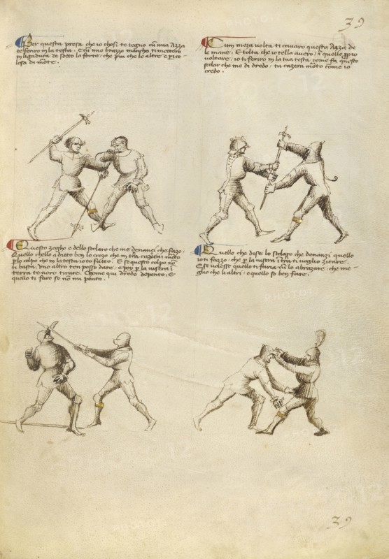Combat with Pollaxe; Fiore Furlan dei Liberi da Premariacco, Italian, about 1340,1350 - before 1450, Venice, Italy; about 1410