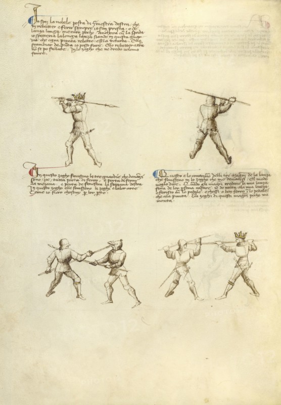 Combat with Lance; Fiore Furlan dei Liberi da Premariacco, Italian, about 1340,1350 - before 1450, Venice, Italy; about 1410