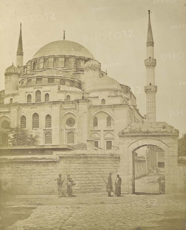 Mosque, Constantinople, Istanbul; James Robertson, English, 1813 - 1888, Turkey; 1855 - 1856; Salted paper print; 31.9 × 25.7