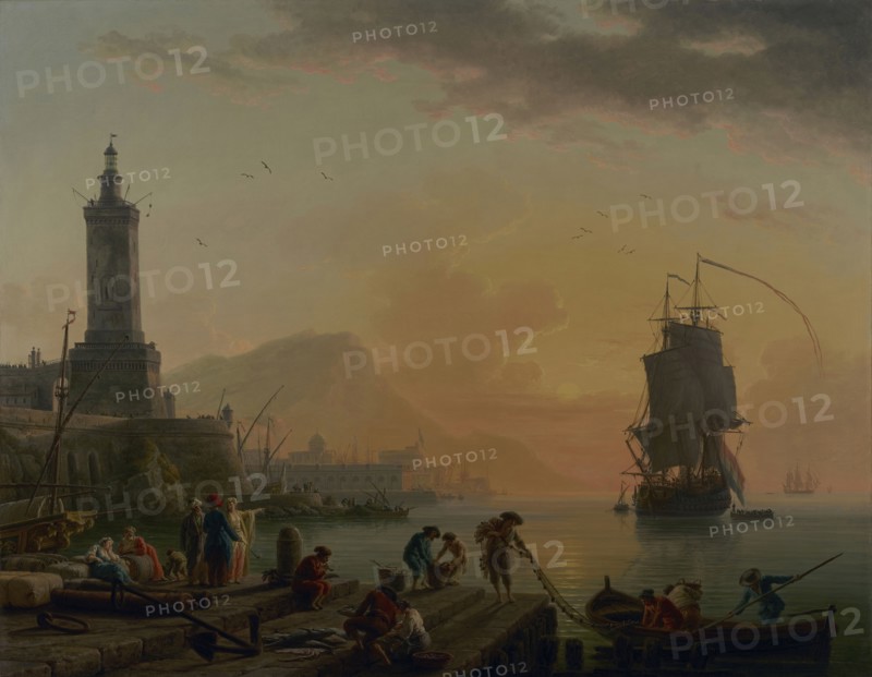 A Calm at a Mediterranean Port; Claude-Joseph Vernet, French, 1714 - 1789, 1770; Oil on canvas; 113 x 145.7 cm