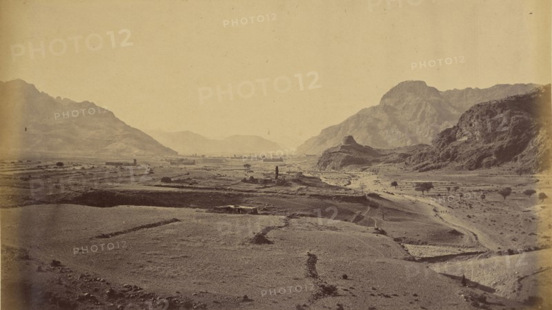 General View Ispola and Sultan Kheyl Villages, showing Buddhist Tope; John Burke, British, active 1860s - 1870s, Afghanistan