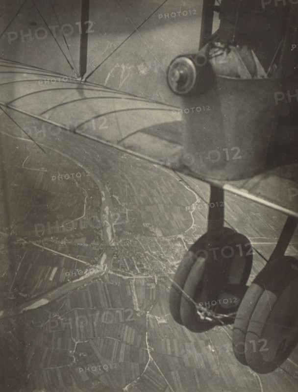 Aerial shot, cityscape and airplane wheels; Fédèle Azari, Italian, 1895 - 1930, Italy; 1914 - 1929; Gelatin silver print