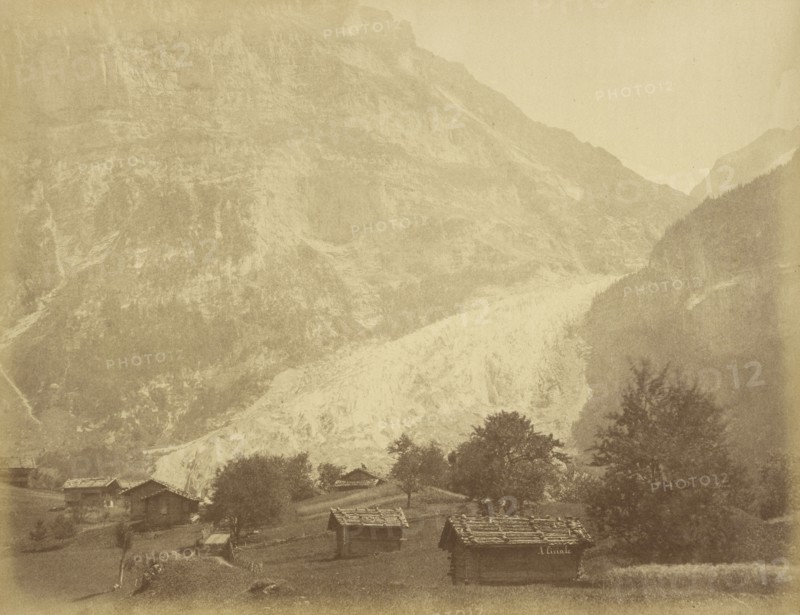 Glacier Inférieur de Grindelwald et Route de la Boenisseg sur la Mettenberg; Aimé Civiale, Italian, 1821 - 1893, Switzerland