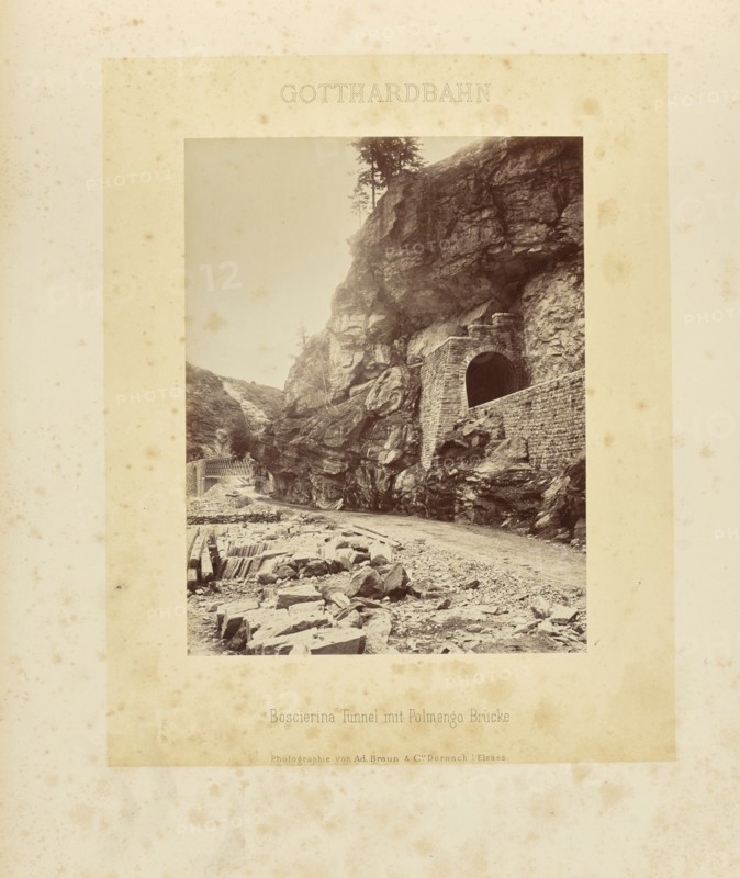 Gotthardbahn Boscierina Tunnel mit Polmengo Brücke; Adolphe Braun & Cie, French, 1876 - 1889, Dornach, France; about 1875–1882