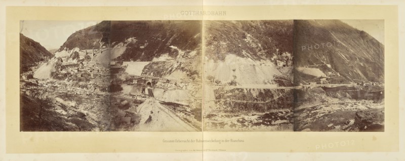 Gotthardbahn Gesammt-Uebersicht der Bahnentwickelung sic in der Biaschina; Adolphe Braun & Cie, French, 1876 - 1889, Dornach