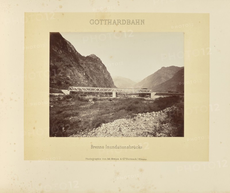 Gotthardbahn Brenno Inundationsbrücke; Adolphe Braun & Cie, French, 1876 - 1889, Dornach, France; about 1875–1882; Albumen