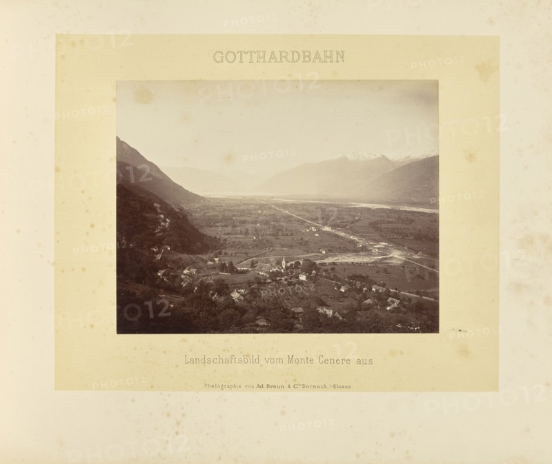 Gotthardbahn Landschaftsbild vom Monte Cenere aus; Adolphe Braun & Cie, French, 1876 - 1889, Dornach, France; about 1875–1882