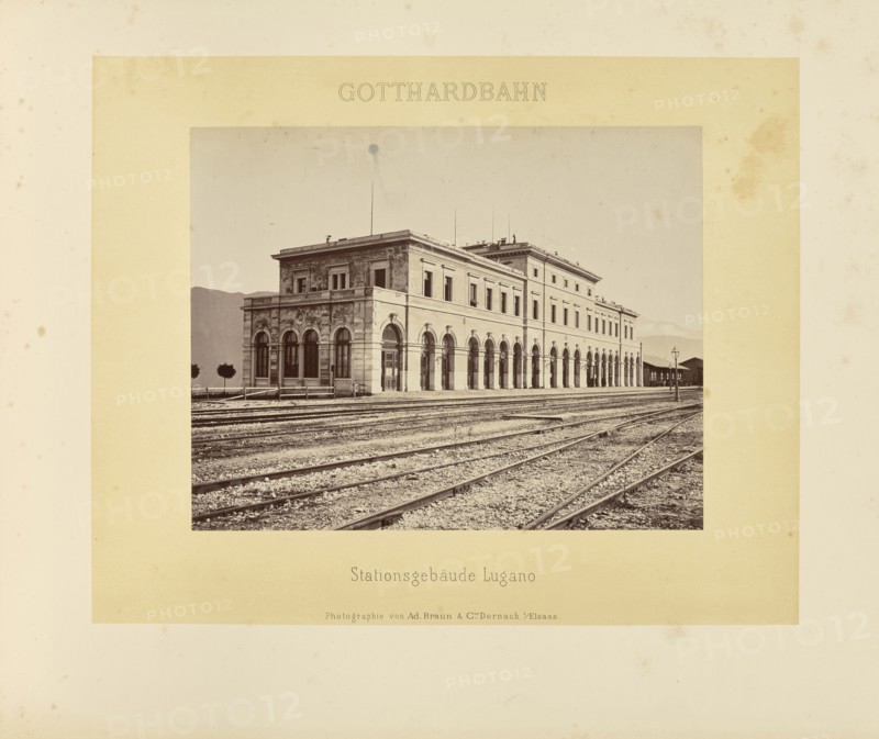 Gotthardbahn Stationsgebäude Lugano; Adolphe Braun & Cie, French, 1876 - 1889, Dornach, France; about 1875–1882; Albumen silver