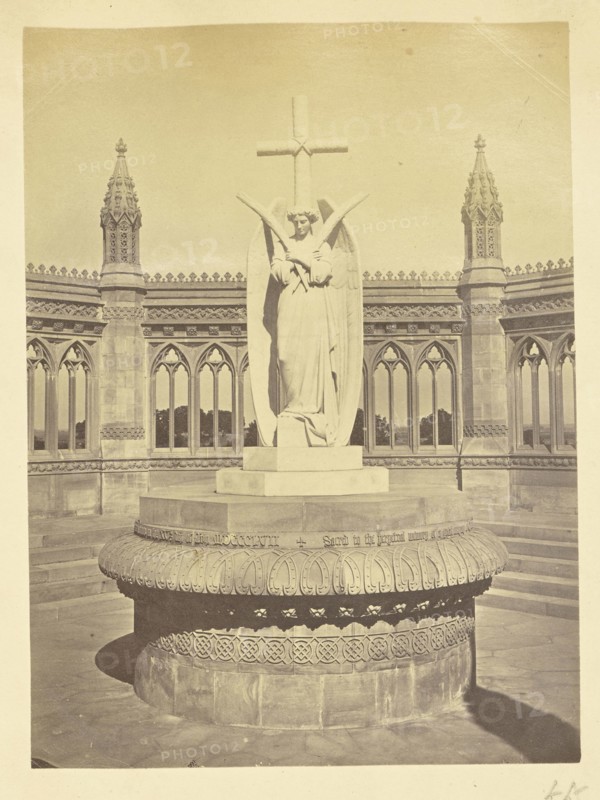 Marble Statue over the Memorial Well, Kanpur; Kanpur, India; about 1863 - 1887; Albumen silver print