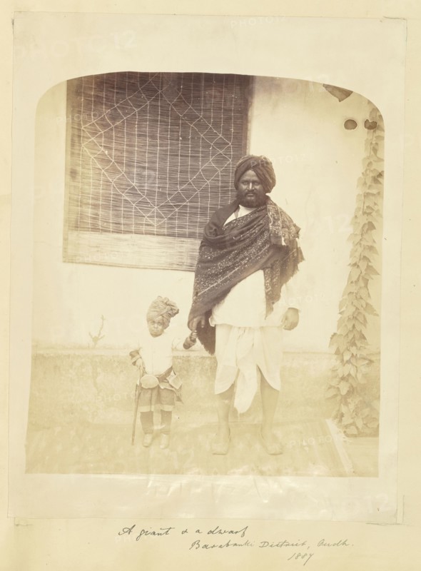 A Giant and a Dwarf, Barabanki District, Oudh; Barabanki, India; 1887; Albumen silver print