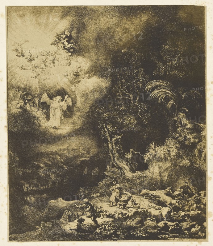 L'annonciation aux Bergers; Bisson Frères, French, active 1840 - 1864, Paris, France; 1858; Salted paper print; 26.2 x 22.2 cm