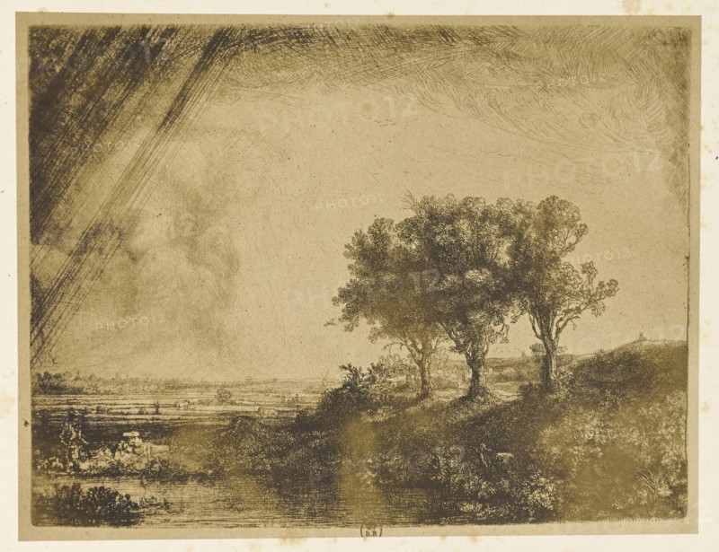 Le Paysage aux Trois Arbres; Bisson Frères, French, active 1840 - 1864, Paris, France; 1858; Salted paper print; 22 x 28.4 cm