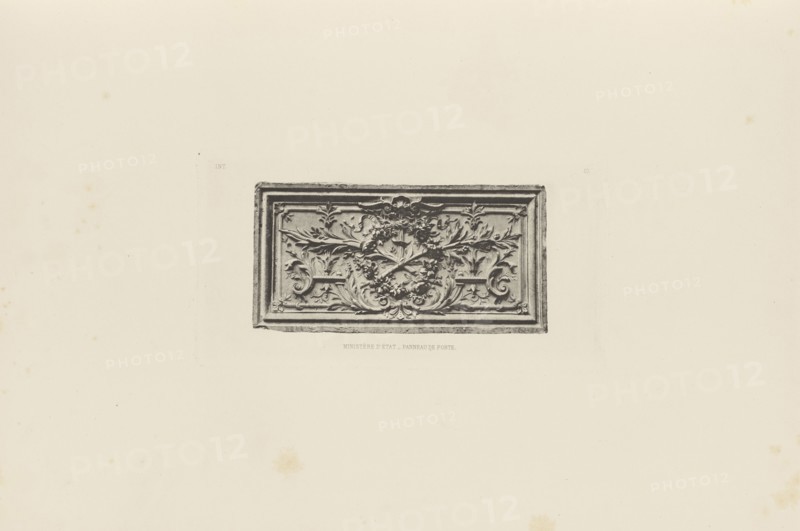 Ministère d'État, Panneau de Porte, Édouard Baldus, French, born Germany, 1813 - 1889, Paris, France; about 1868; Heliogravure