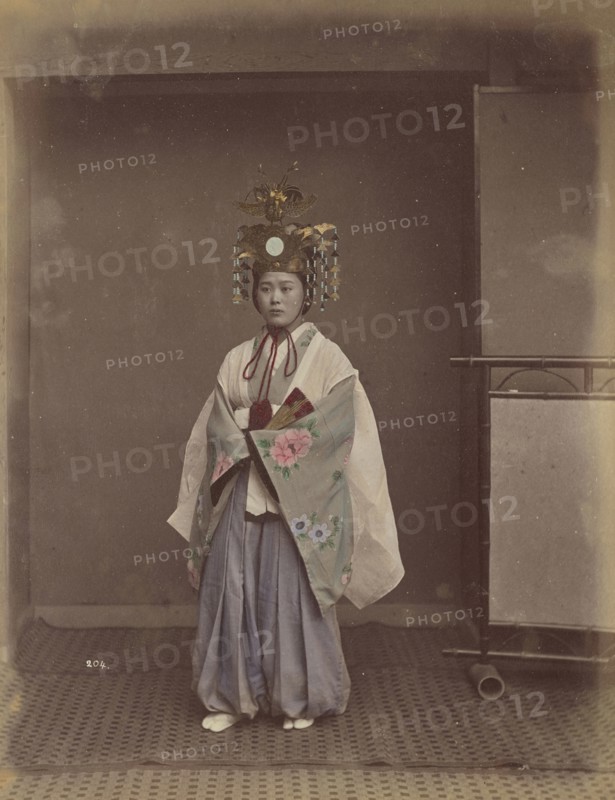 Woman in Headdress; Kusakabe Kimbei, Japanese, 1841 - 1934, active 1880s - about 1912, Japan; 1870s - 1890s; Hand-colored