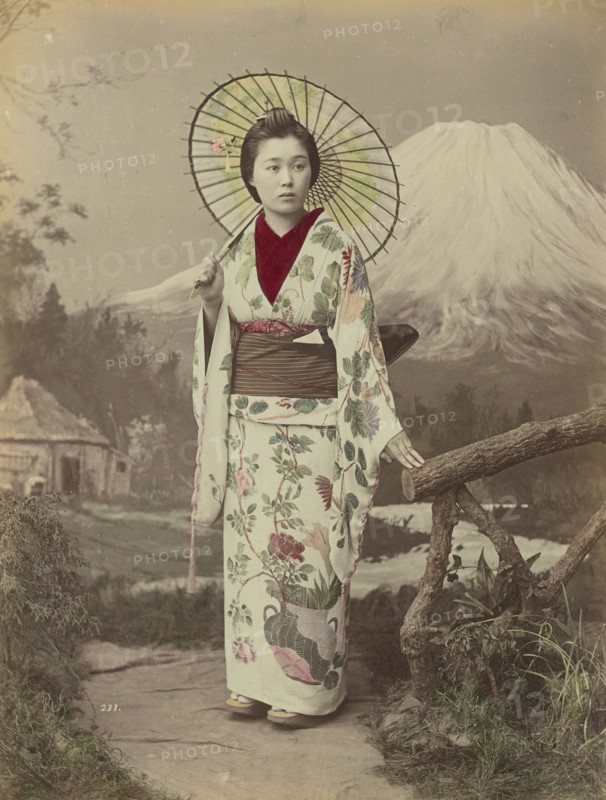 Woman with Parasol; Kusakabe Kimbei, Japanese, 1841 - 1934, active 1880s - about 1912, Japan; 1870s - 1890s; Hand-colored