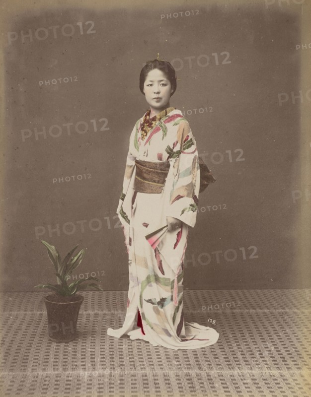 Woman with Potted Plant; Kusakabe Kimbei, Japanese, 1841 - 1934, active 1880s - about 1912, Japan; 1870s - 1890s; Hand-colored