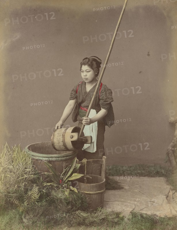 A Well; Kusakabe Kimbei, Japanese, 1841 - 1934, active 1880s - about 1912, Japan; 1870s - 1890s; Hand-colored Albumen silver