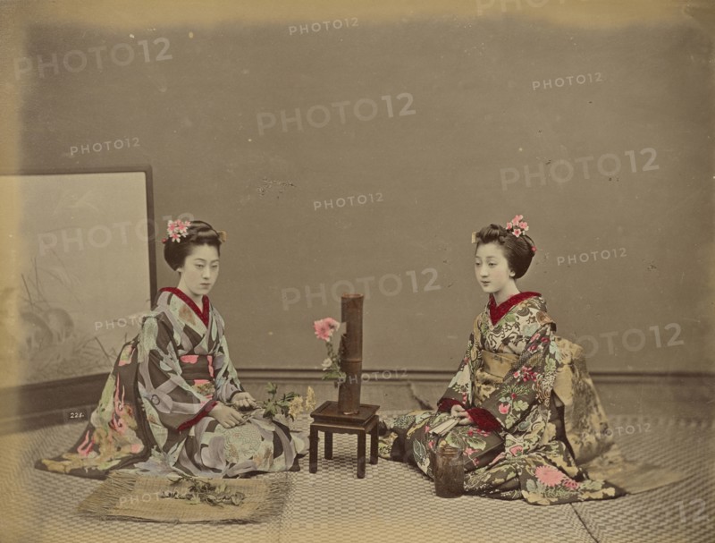 Flower Kept Alive by Putting in Water; Kusakabe Kimbei, Japanese, 1841 - 1934, active 1880s - about 1912, Japan; 1870s - 1890s