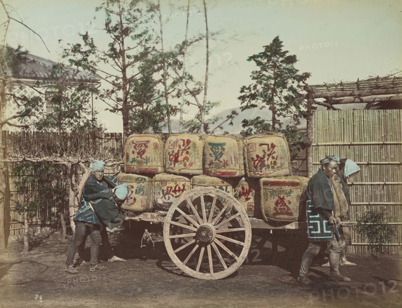 Freight cart; Kusakabe Kimbei, Japanese, 1841 - 1934, active 1880s - about 1912, Japan; 1870s - 1890s; Hand-colored Albumen