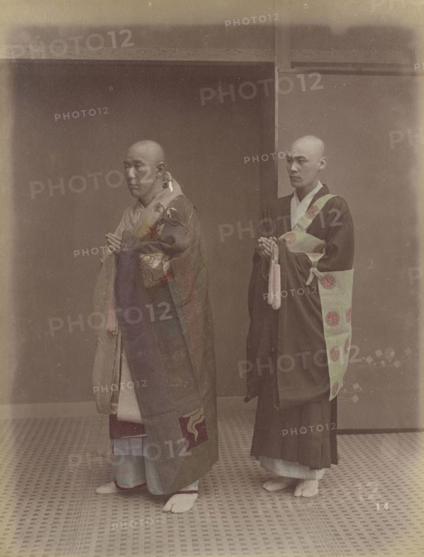 Buddhist Priests; Kusakabe Kimbei, Japanese, 1841 - 1934, active 1880s - about 1912, Japan; 1870s - 1890s; Hand-colored Albumen