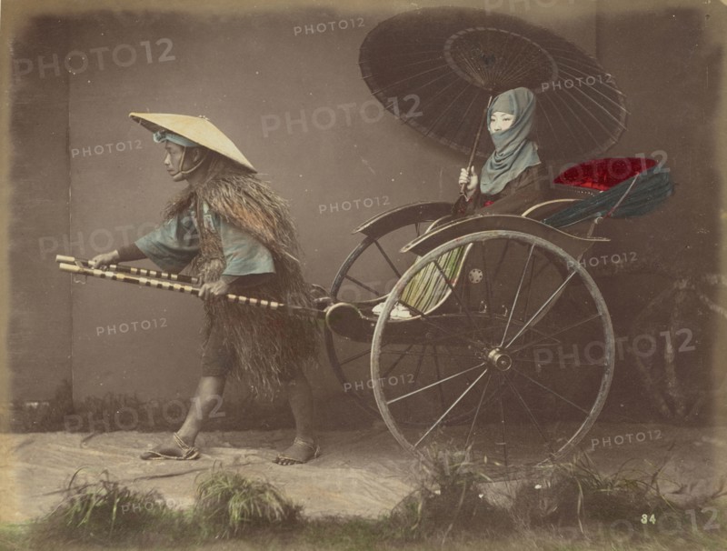 Jinrikishia; Kusakabe Kimbei, Japanese, 1841 - 1934, active 1880s - about 1912, Japan; 1870s - 1890s; Hand-colored Albumen