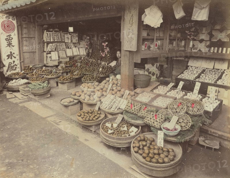 Orange Shop; Kusakabe Kimbei, Japanese, 1841 - 1934, active 1880s - about 1912, Japan; 1870s - 1890s; Hand-colored Albumen