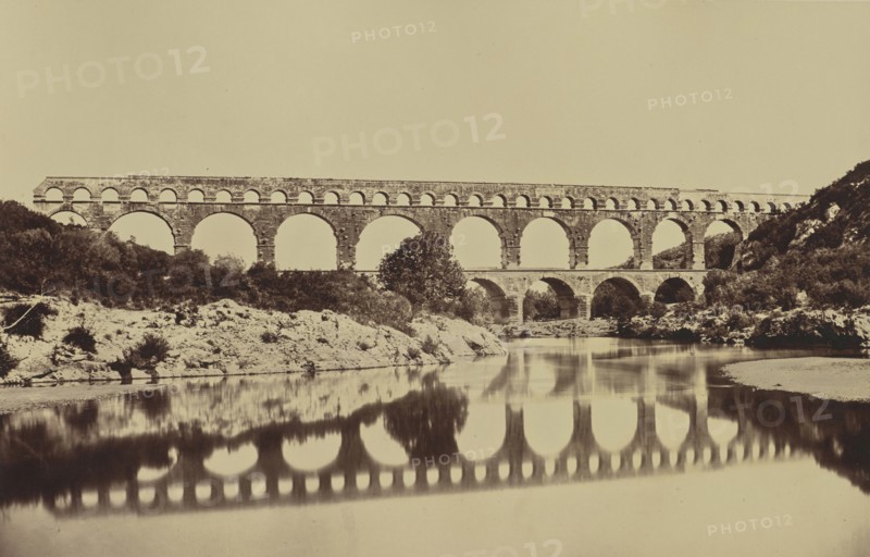 Pont du Gard; Édouard Baldus, French, born Germany, 1813 - 1889, France; about 1861; Albumen silver print