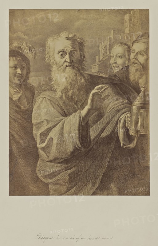 Diogenes in search of an honest man; about 1865; Albumen silver print
