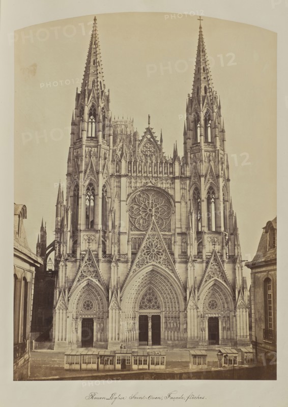 Rouen. Eglise Saint-Ouen, Façade, flèches; Bisson Frères, French, active 1840 - 1864, Rouen, France; about 1856; Albumen silver