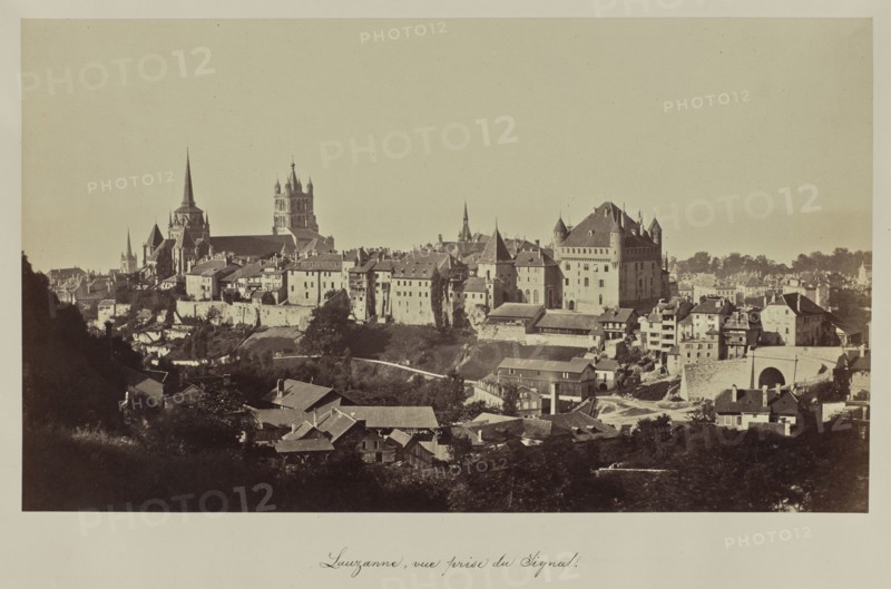 Lauzanne, vue prise du Signal; Bisson Frères, French, active 1840 - 1864, Lauzanne, Switzerland; about 1862; Albumen silver