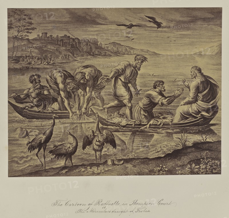 The Cartoon of Raffaelle in Hampton Court. The Miraculous draught of Fishes; Attributed to Leonida Caldesi, Italian, 1823 - 1891