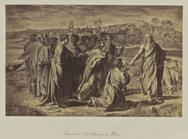 Cartoon, The Charge to Peter; Attributed to Leonida Caldesi, Italian, 1823 - 1891, Great Britain; 1865; Albumen silver print