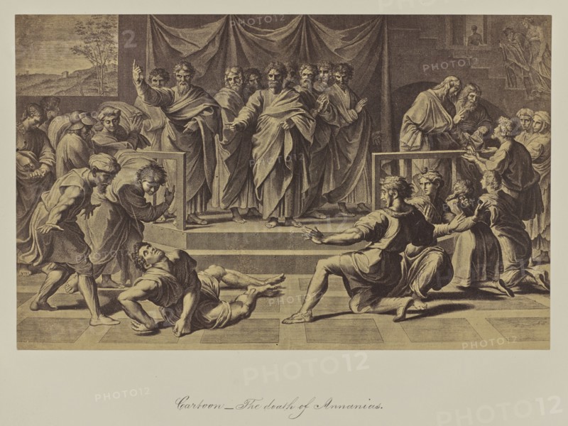 Cartoon, The death of Annanias; Attributed to Leonida Caldesi, Italian, 1823 - 1891, Great Britain; 1865; Albumen silver print