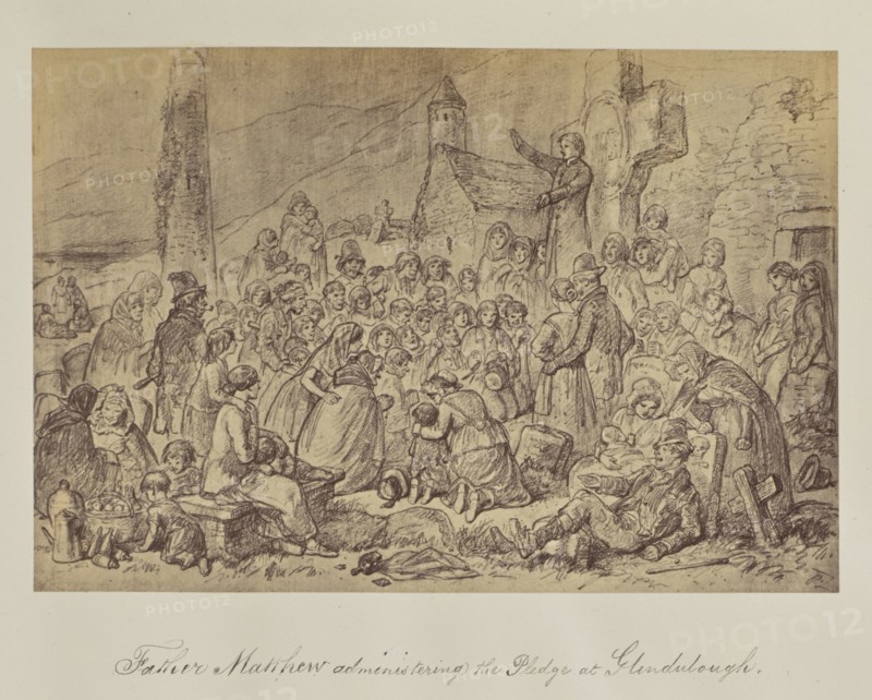 Father Matthew administering the Pledge at Glendulough; about 1865; Albumen silver print