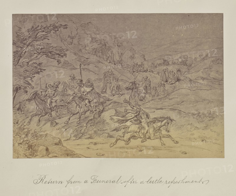 Return from a Funeral - after a leetle, sic, refreshment; about 1865; Albumen silver print