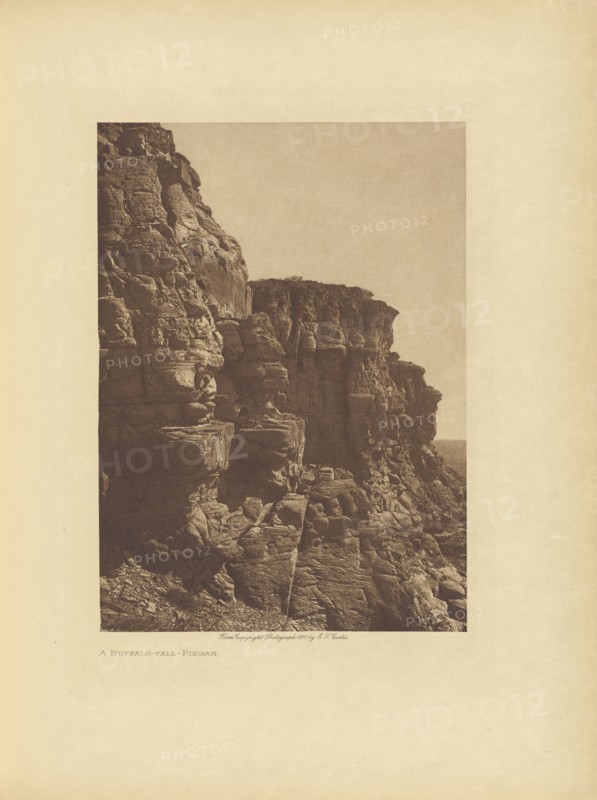 A Buffalo-fall - Piegan; Edward S. Curtis, American, 1868 - 1952, Seattle, Washington, United States; negative 1910; print 1911